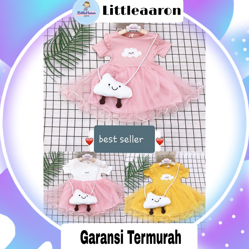 LittleAaron DRESS IMPORT AWAN BAG 820 EBV Baju Dress Anak Perempuan Import