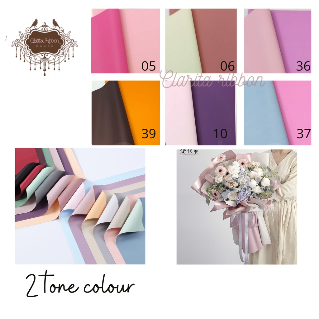 kertas buket bunga 2 tone  ecer /floral wrapping paper / cellophane floral wrap