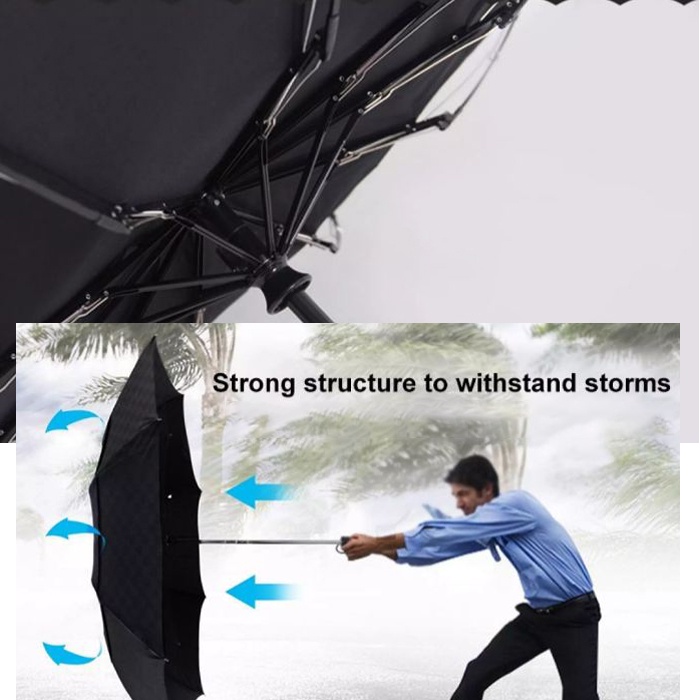 Payung Hitam Polos Payung Lipat Hitam Besar Polos Tahan Angin Black Foldable Umbrella