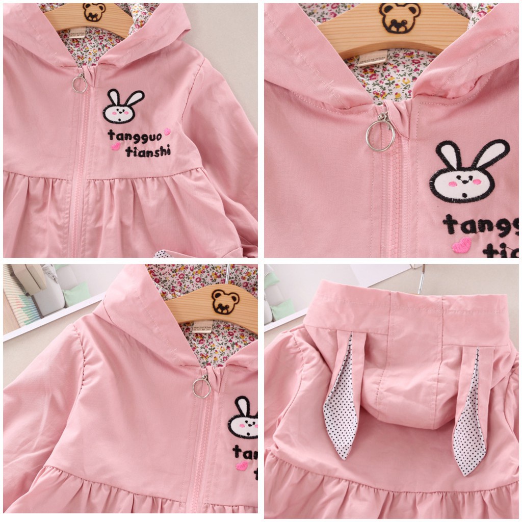 CHUBBI 2 Jaket Anak Bayi Perempuan Import Telinga Kelinci Panjang