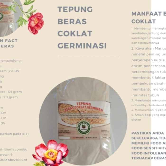 

Ketan-Beras-Tepung- Tepung Beras Coklat Germinasi Ikarie Organic 500G/1 Kg - 250G -Tepung-Beras-