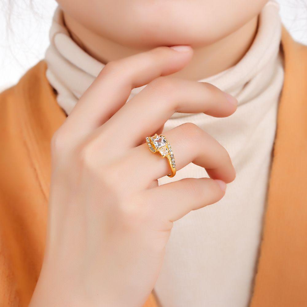 Cincin Pasangan Nanas Pria Wanita Kawin Perhiasan Fashion Lapis Emas