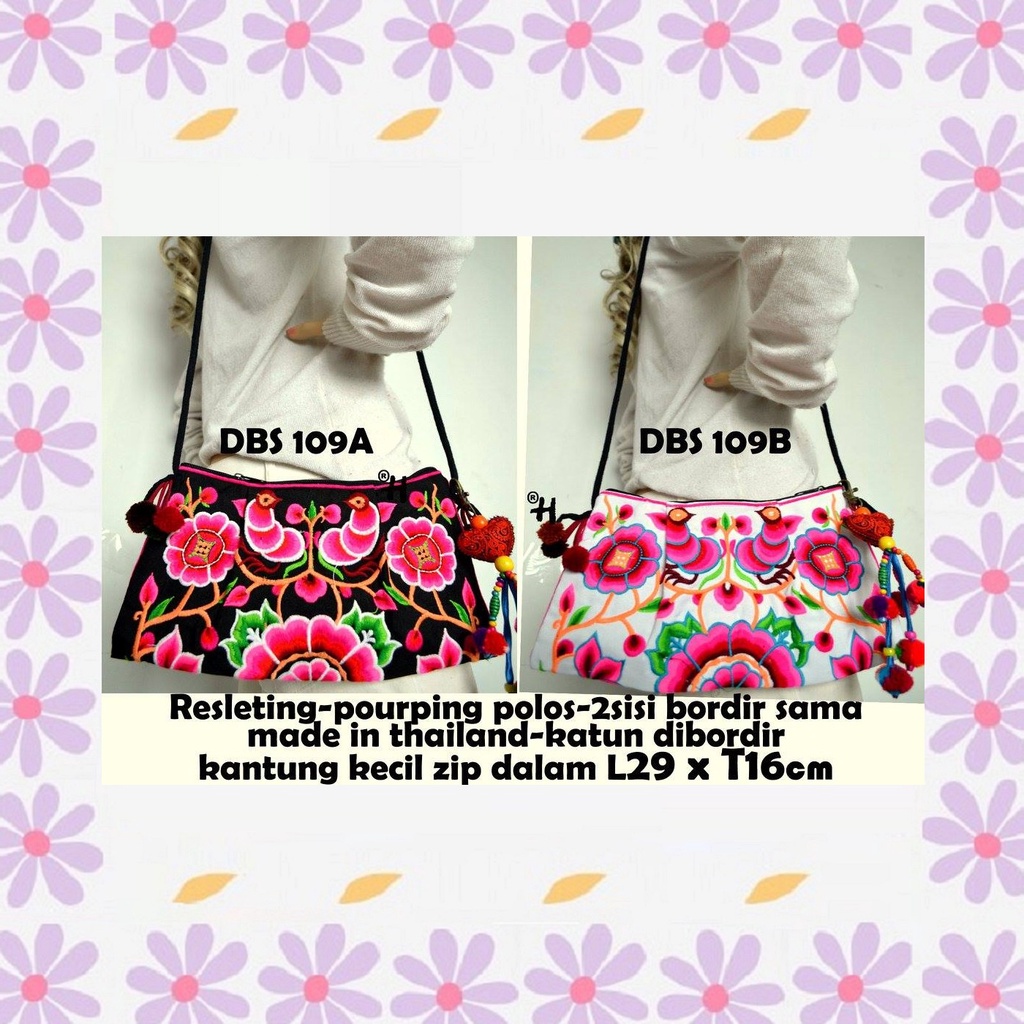 Tas Selempang Wanita Murah Kekinian / Tas Etnik / Tas Thailand Bangkok Bordir / Tas Thailand Selempa