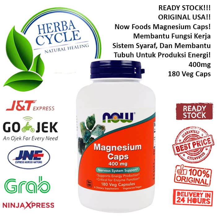 Now Food Magnesium Caps 400 mg 180 Veg Now Magnesium Ori USA