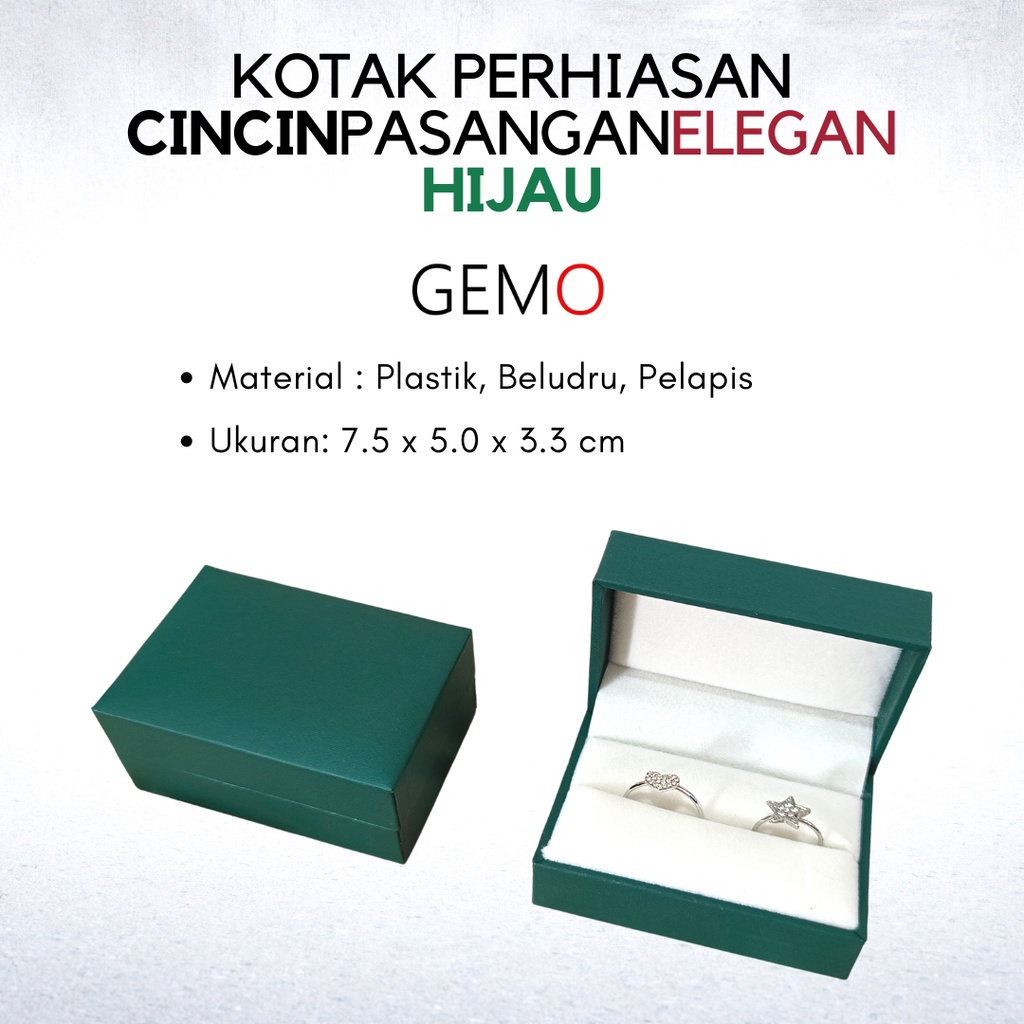 Kotak Perhiasan Elegan Hijau Set , Box Cincin, Kalung, Gelang, Anting, Liontin, Tempat Jewelry Murah, Unik, Lucu untuk Tempat Wadah Seserahan / Akad Pernikahan / Hantaran Tunangan Harga Paling Cocok untuk Aksesoris Emas Berlian/ Perak Permata