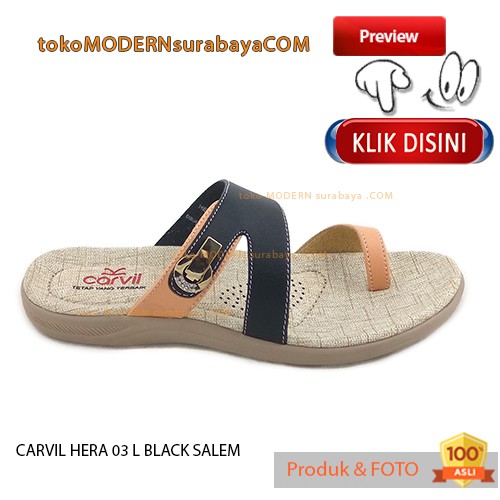 CARVIL HERA 03 L BLACK SALEM sandal wanita flat casual flip flop