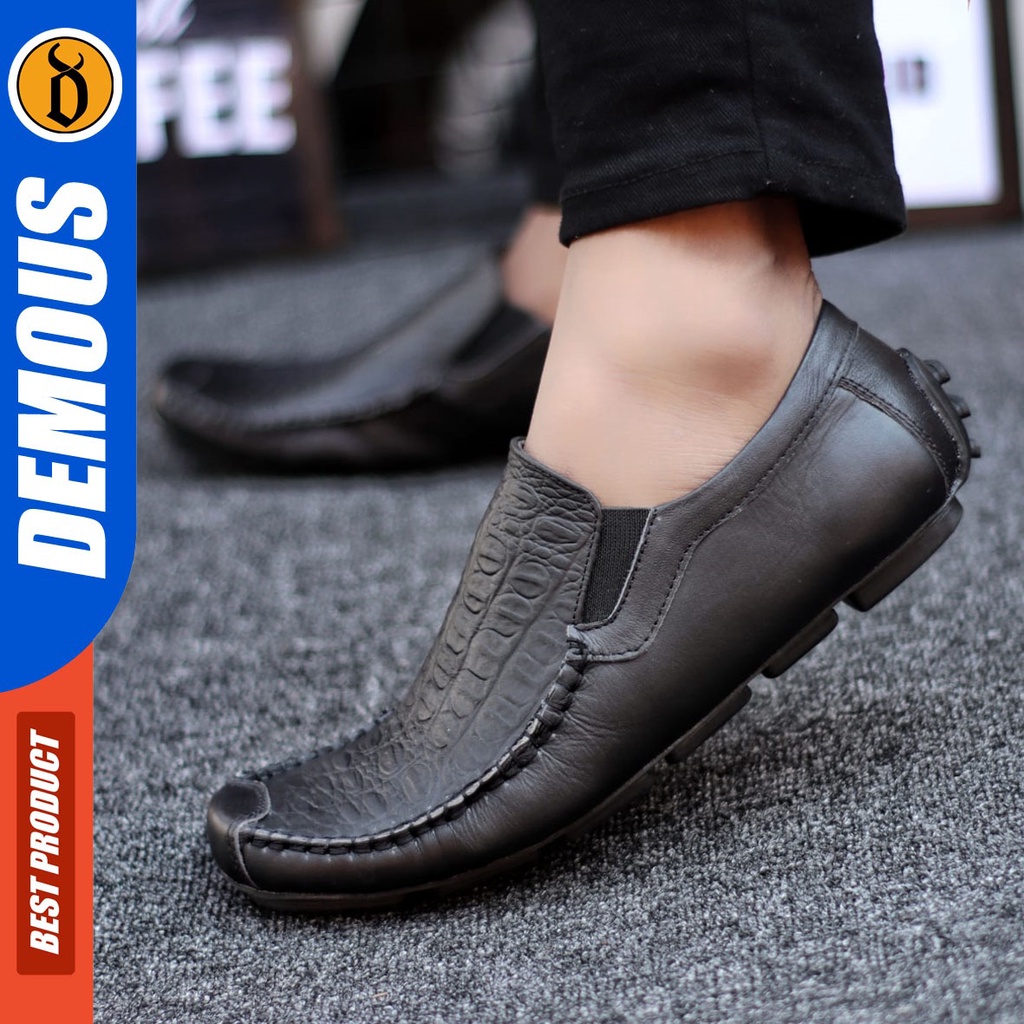 Sepatu Slip On Pria Casual Kulit Asli DEMOUS FRIDZ