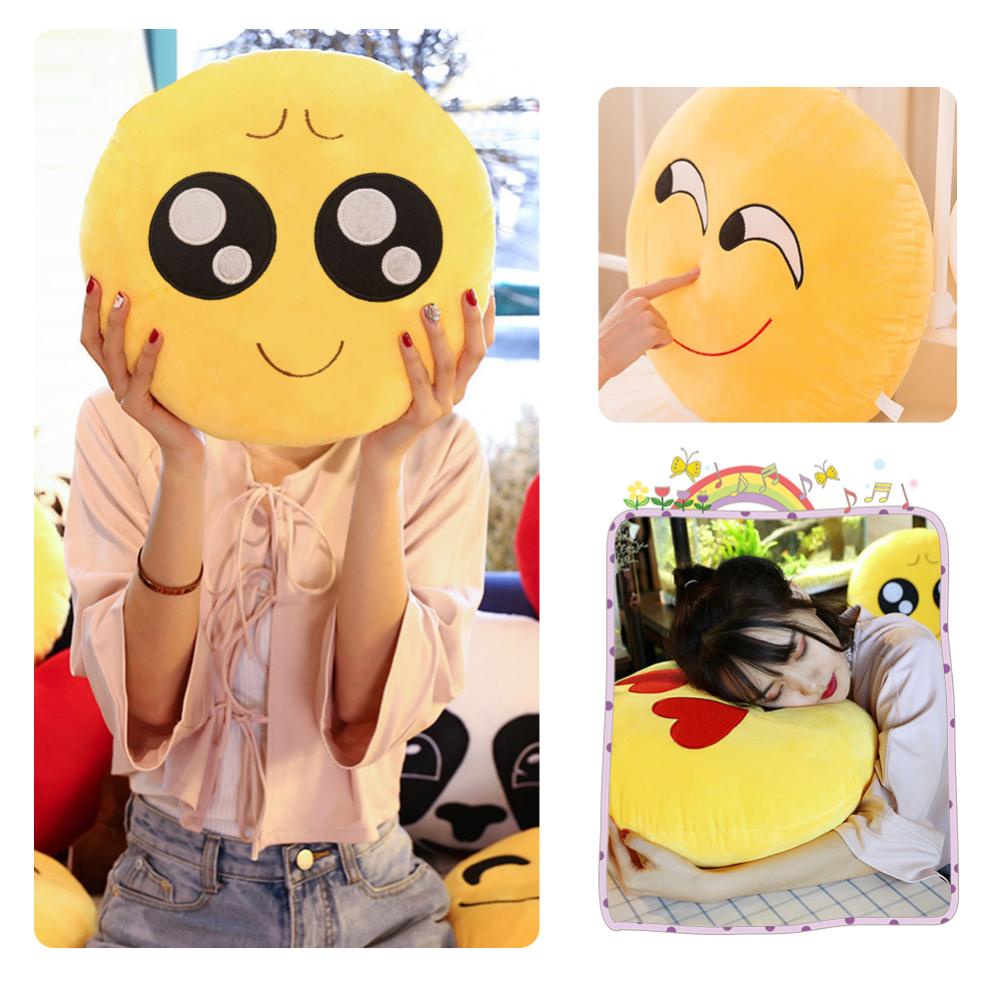 Timekey Boneka Bantal Stuffed Plush Emoji Bulat 32cm Warna Kuning Untuk Hadiah Ulang Tahun K5M9