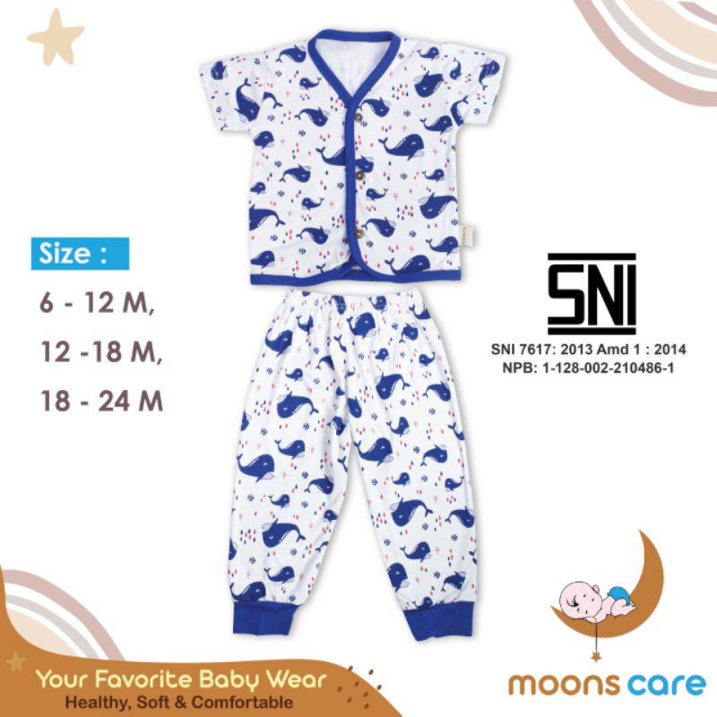 SML MOONS setelan kancing campur Premium | Setelan Baju Pendek Celana Panjang Piyama