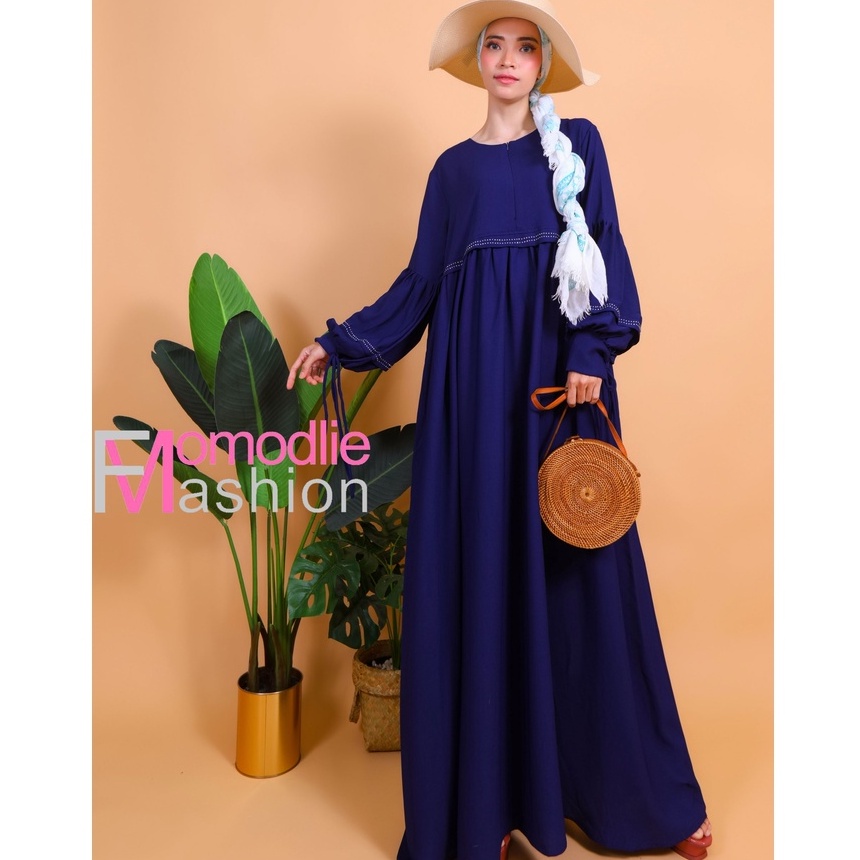Gamis Mayung Polos Crepe Premium Quality, Gamis Syar'i, Gamis Basic, gamis polos momodlie warna navy