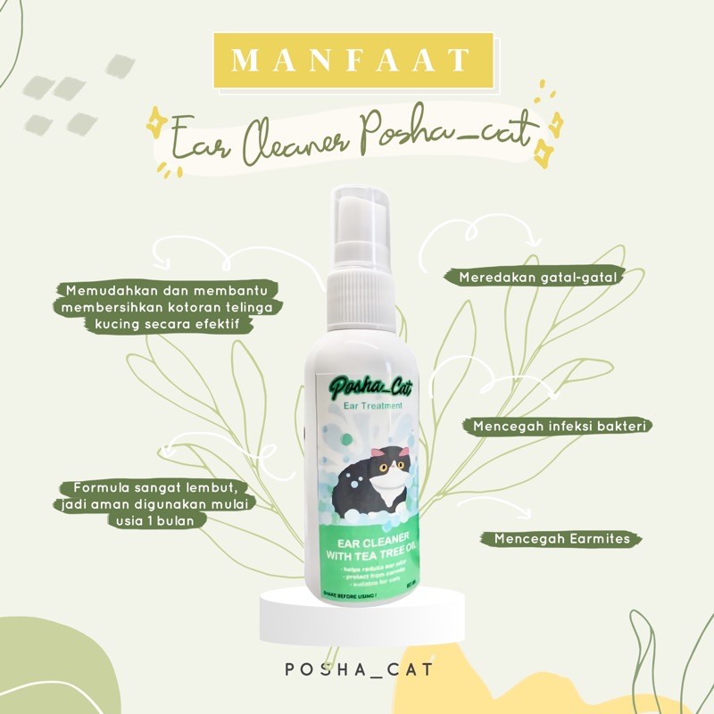 Posha_cat pembersih telinga kucing | atasi earmites ,bau &amp; infeksi | ear cleaner for cat