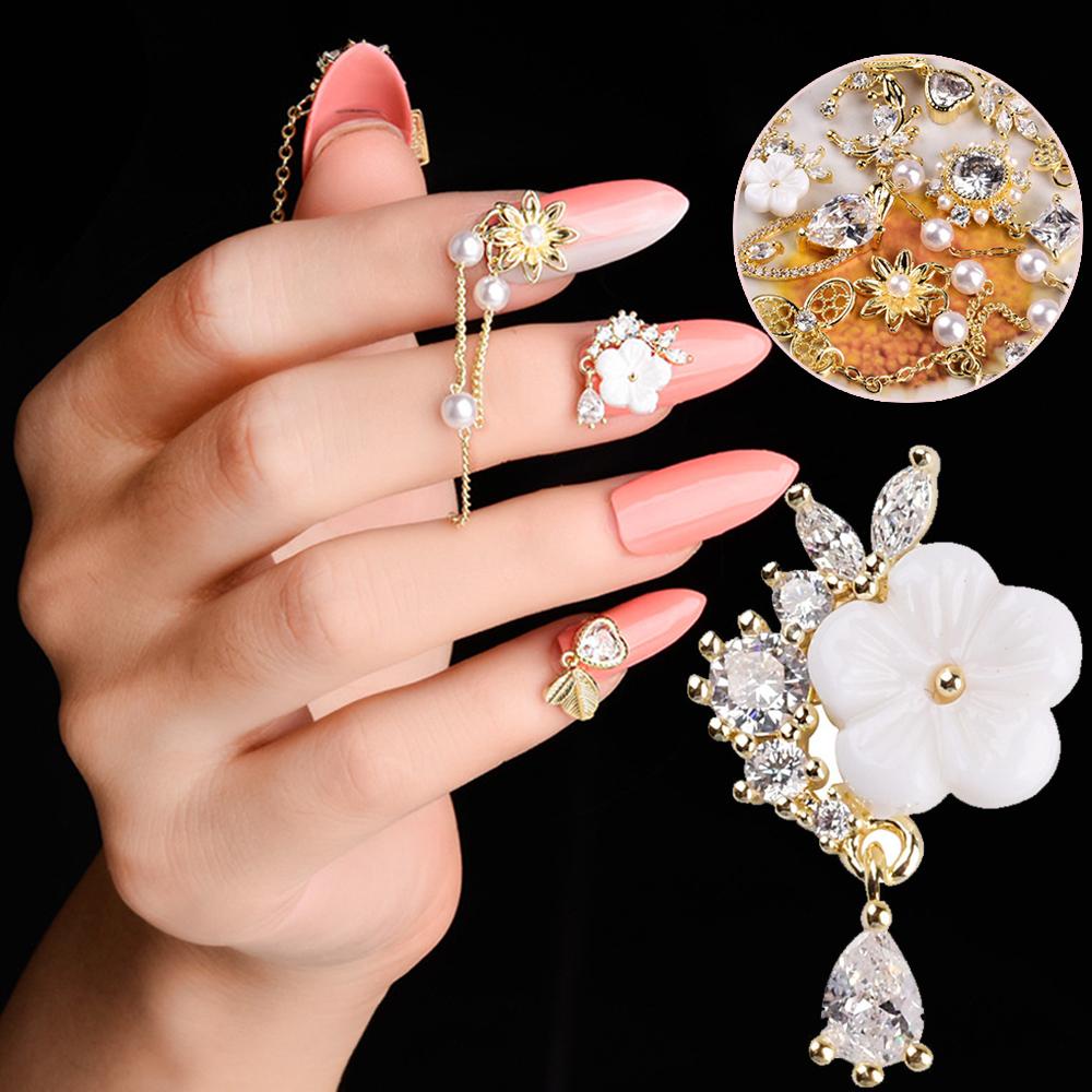 AUGUSTINA Agustina 3D Kuku Berlian Buatan Pesona Mewah Mutiara Nail Art Dekorasi Manicure Berlian Nail Art Perhiasan