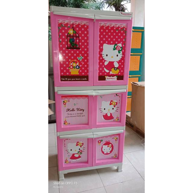  Lemari  plastik  napolly  hellok kitty XX2 KTSH Shopee 