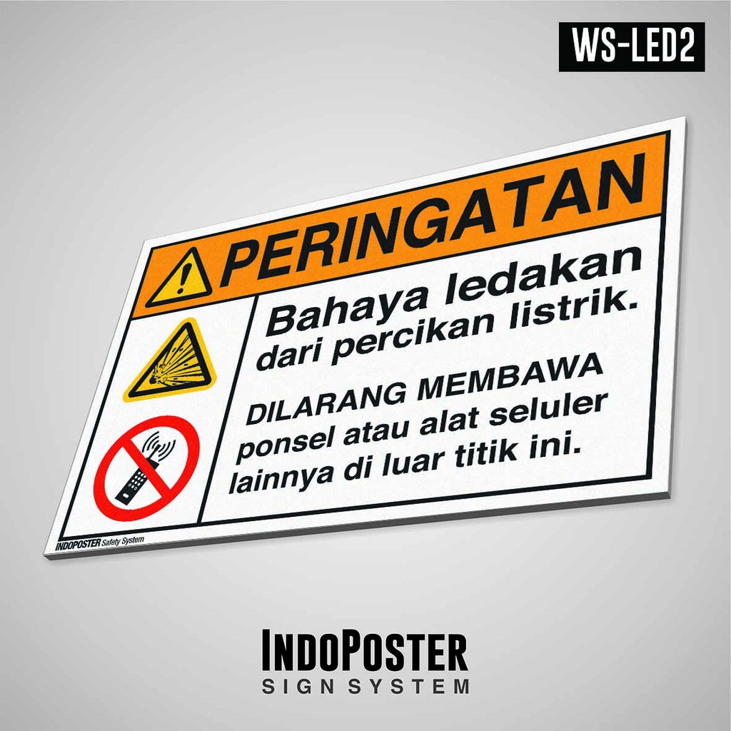 

Safety Sign Rambu K3 PVC ANSI Bahaya Ledakan Dilarang Membawa Handphone