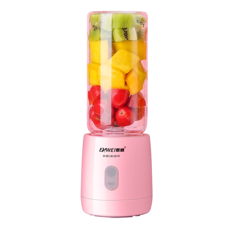 Blender Mixer Buah Portable Mini Juicer Cup USB Rechargeable 400ML - Enwei EN-01 - Pink