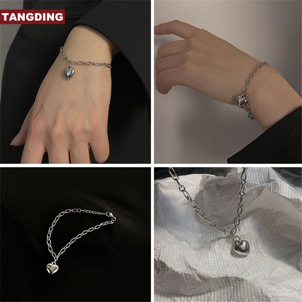 【COD Tangding】Simple Heart Pendant Chain New Fashion Bracelet