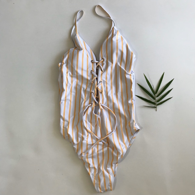 Bikini one piece motif stripe