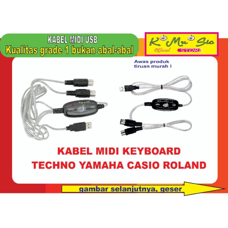 Kabel midi penghubung ke laptop / hp untuk keyboard yamaha casio roland techno