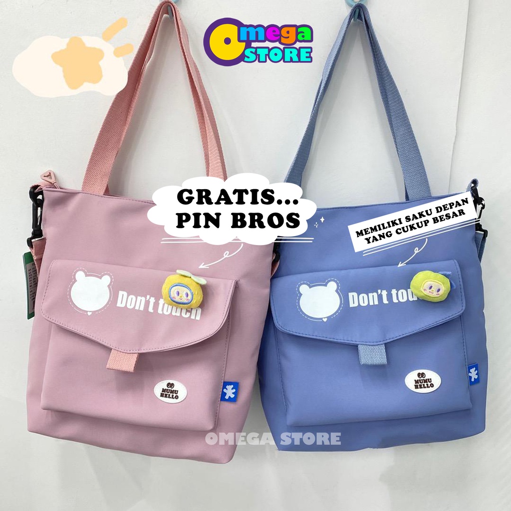 [O&amp;S] Tote Bag Kanvas Wanita Resleting Kpop Aesthetic Kekinian Korea Style Multifungsi-OS264