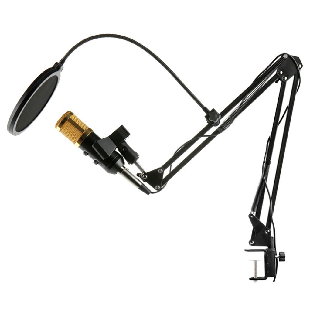 Professional Condenser Microphone Built-in Sound Card with Scissor Arm Stand NB-35 &amp; Pop Filter