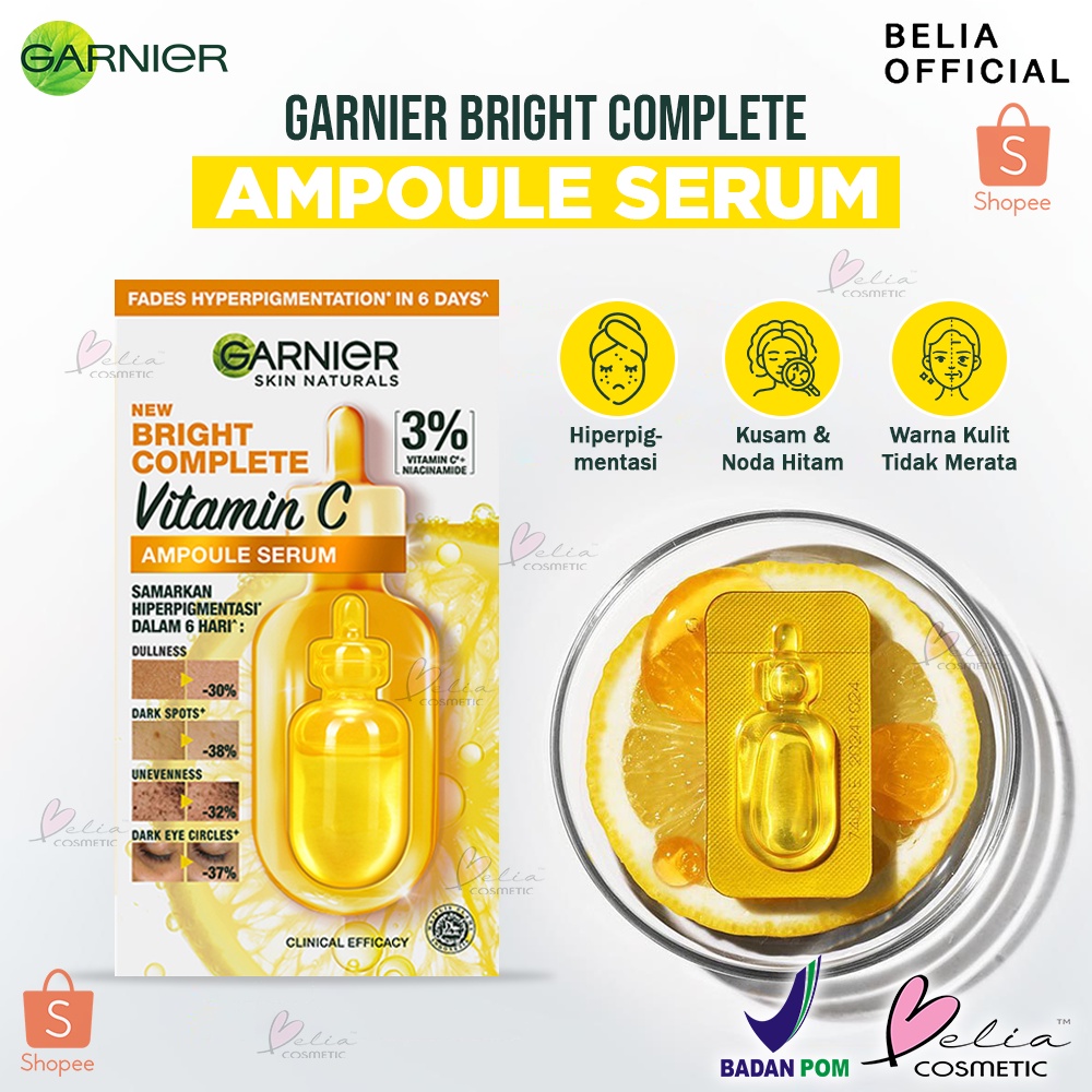 ❤ BELIA ❤ GARNIER Ampoule Serum Vitamin C 1,5Ml ECER | Bright Complete | Serum | BPOM