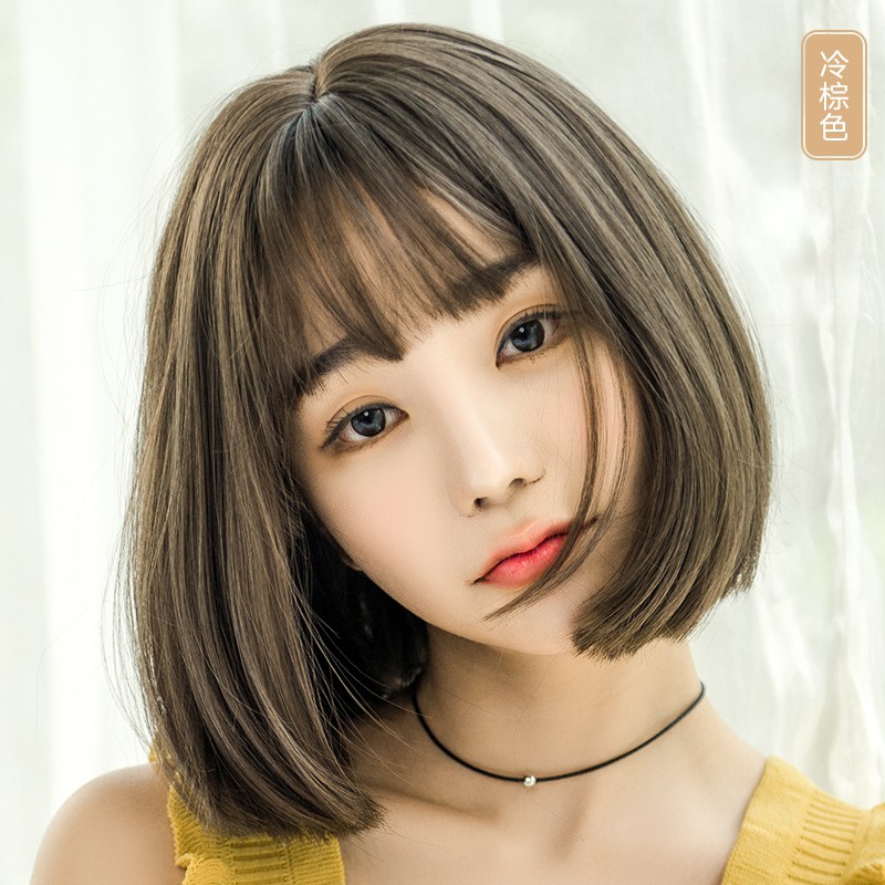 WDA-13 wig rambut palsu pendek bob daily natural wanita hitam dark brown cokelat