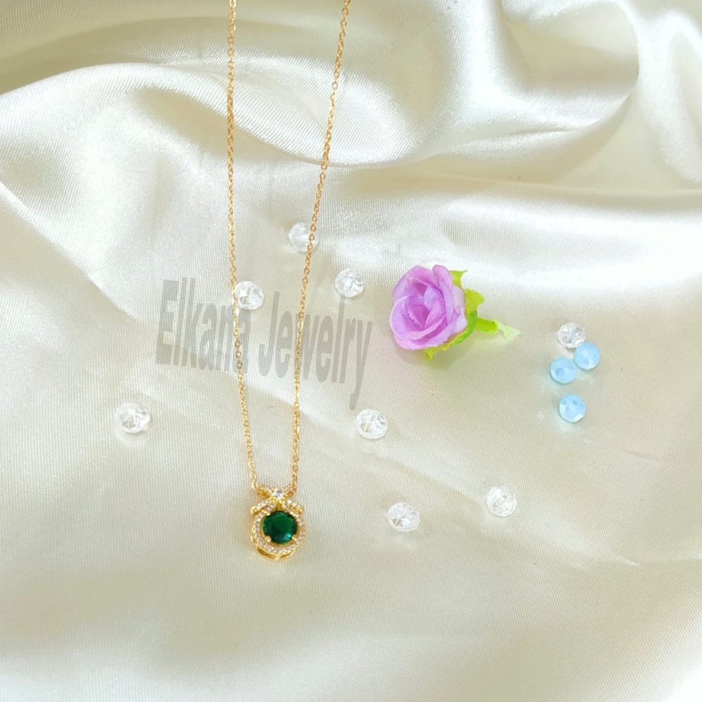 TITANIUM KALUNG BULAT PITA DIAMOND WARNA SUPER BERKELAS PERHIASAN ANTI KARAT&amp;ANTI LUNTUR