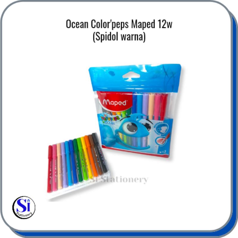 

Spidol Warna Ocean Color'peps MAPED 12 Warna/Erasable Washable - Zip Bag