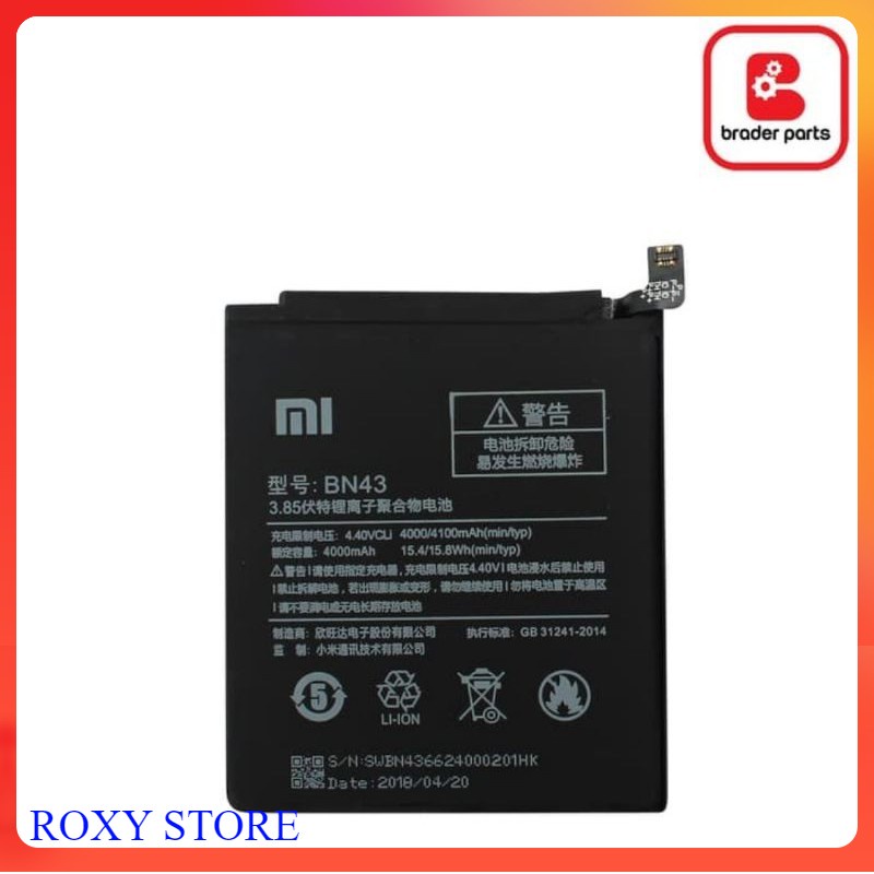 Battery Baterai Batre Xiaomi Redmi Note 4X BN43 Original