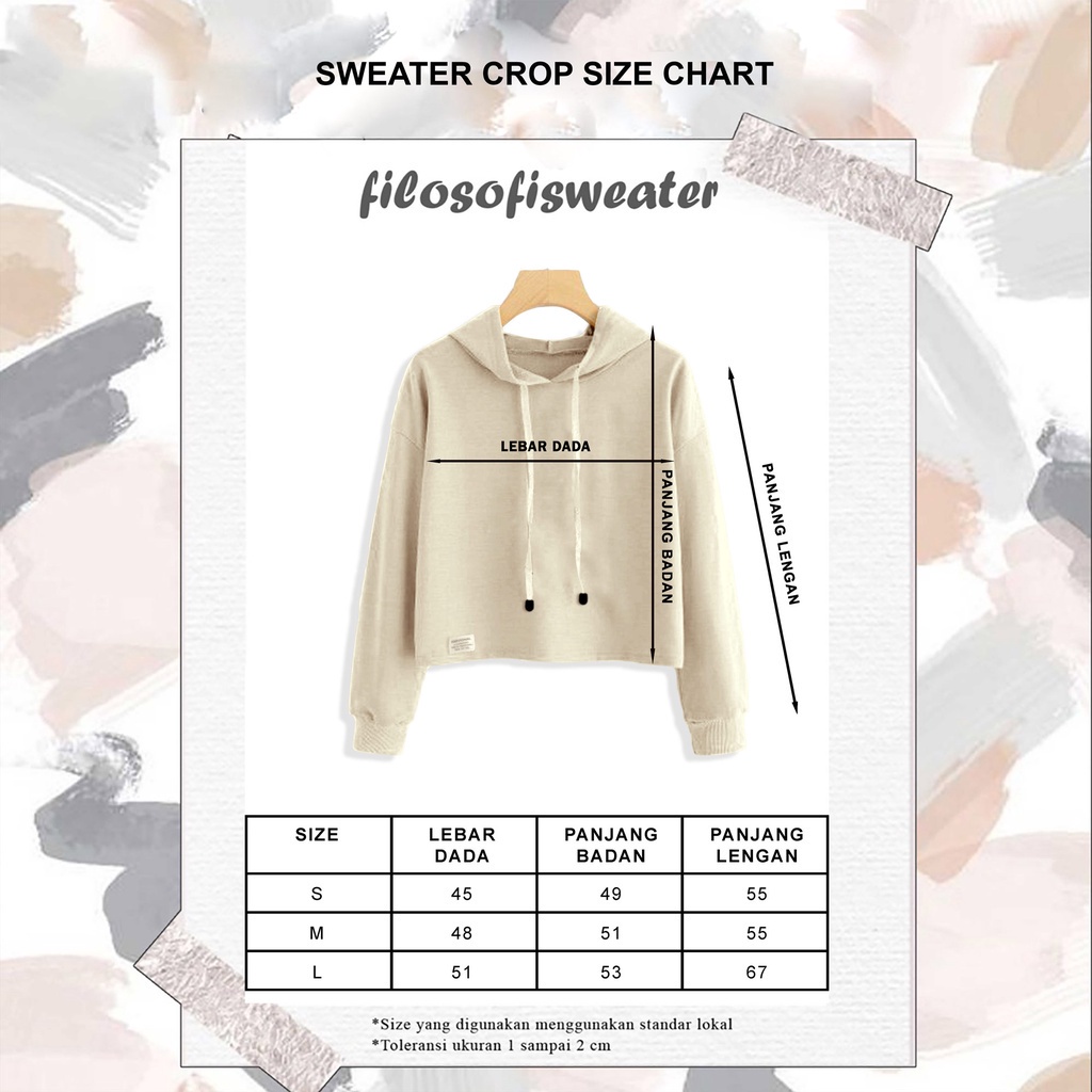 SWEATER CROP HOODIE CEMARA LUKISAN BAHAN FRENCHTERRY TERLARIS