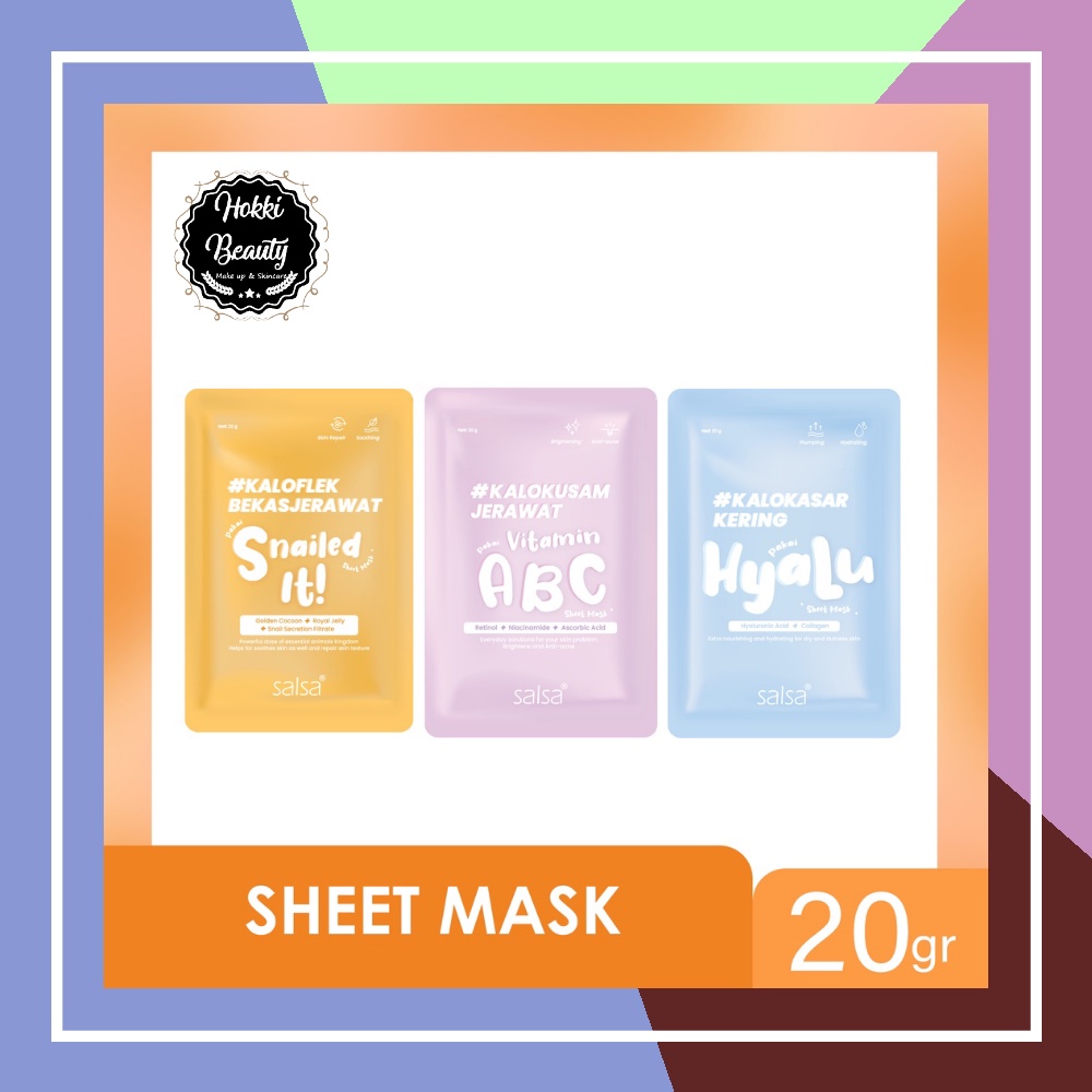 SALSA Sheet Mask - Masker Wajah Daily (Hyaluronic, Niacinamide, Snail)