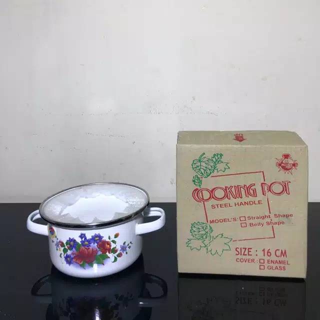 PANCI MASAK ENAMEL + TUTUP 16CM