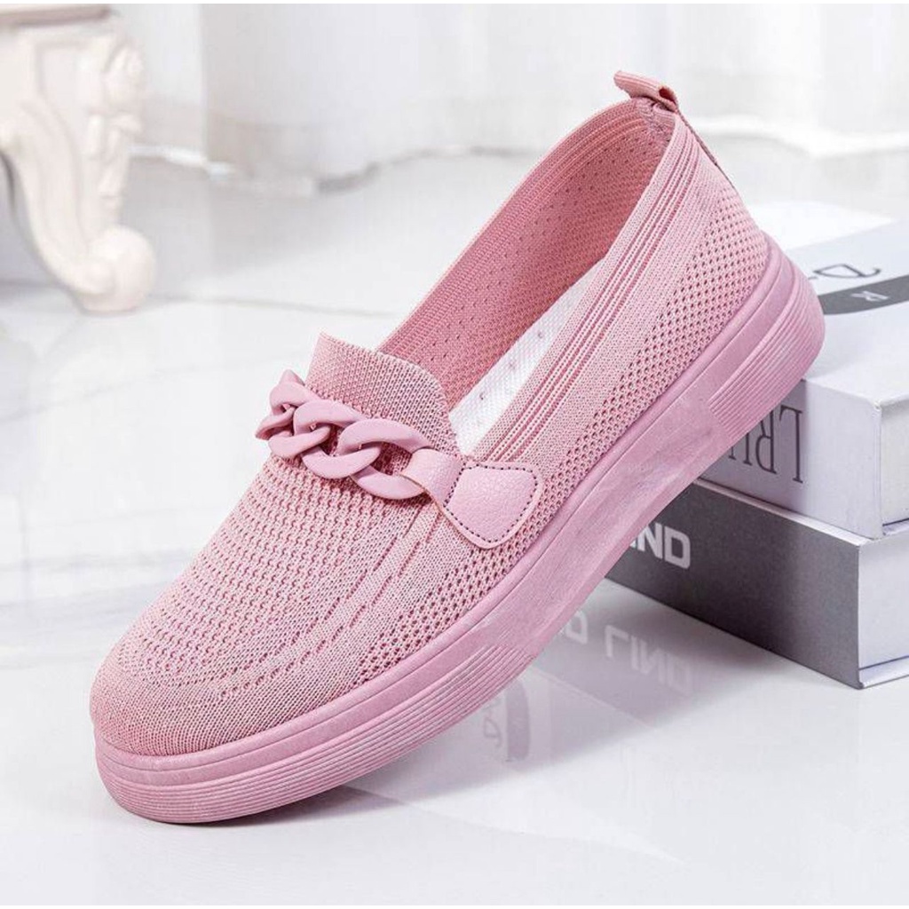 Permata  Sepatu Slip On Flyknit JN9191  Shoes Wanita Import  Fliknit Shoes