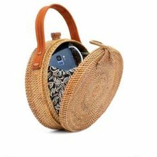 Tas Rotan Ata Jinjing Handle Selempang Bulat Bali