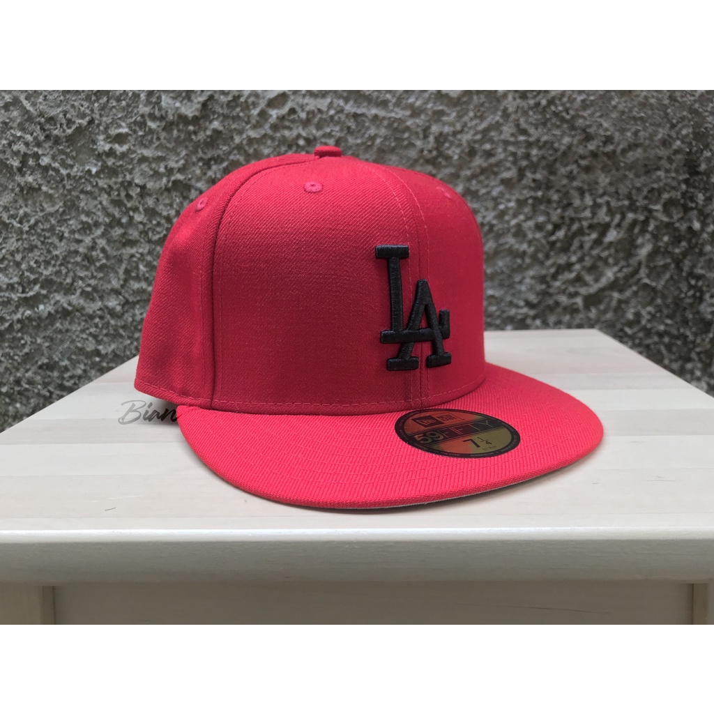 Topi New Era 59Fifty Fitted Los Angeles Dodgers Scarlet Red/Black Hat 100% Original Resmi