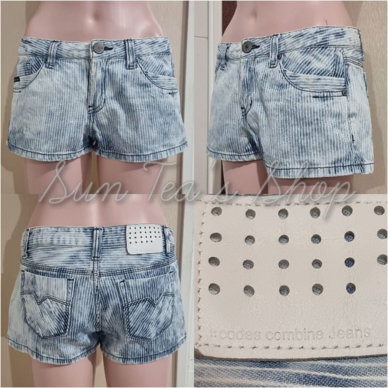 CODES COMBINE JEANS Blue stripe casual denim sexy shorts.