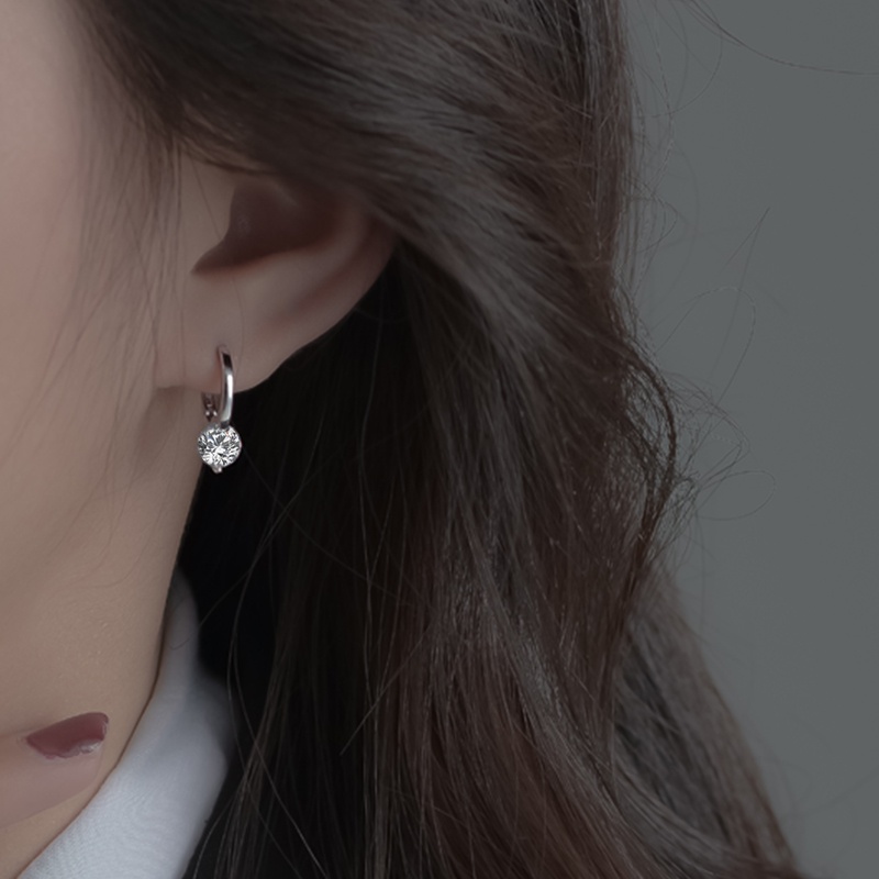 Anting Zirkon Jepit Bulat Aksesoris Telinga Korea Wanita