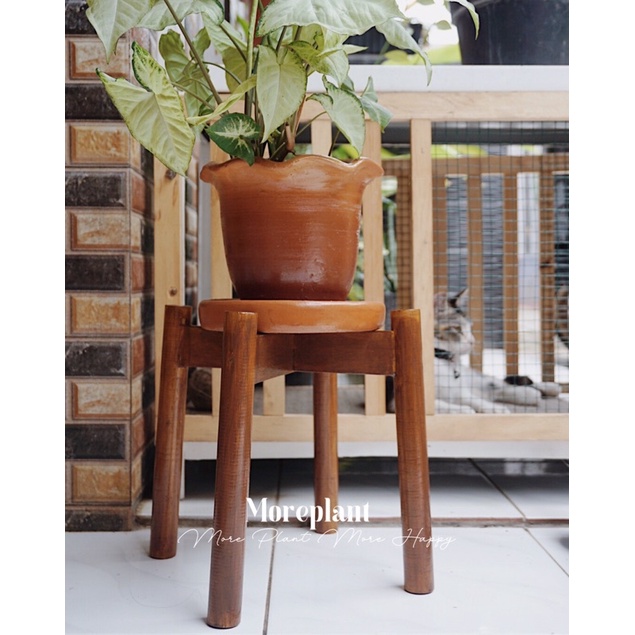 Rak Kayu Tanaman | Kaki Untuk Pot | Standing Pot | Tiang Bulat