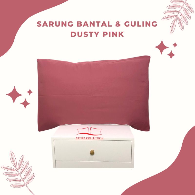 Hanya Tambahan Sarung Bantal Guling Polos Tanpa Embos Warna Dusty Pink Ukuran Queen Size 50x70