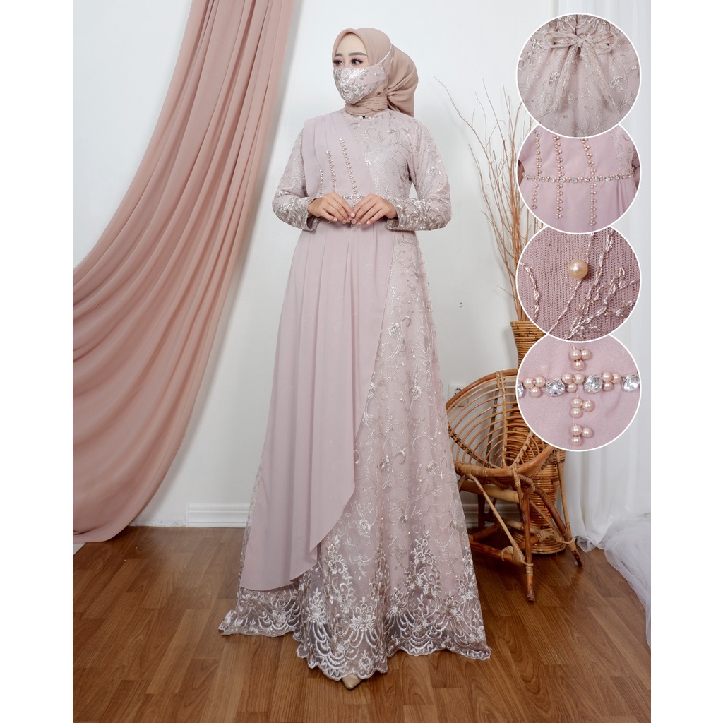 Permata Olshop / Kebaya Gamis Pesta Maudy NK Full Payet / Dress Kondangan / Dresscode Pesta