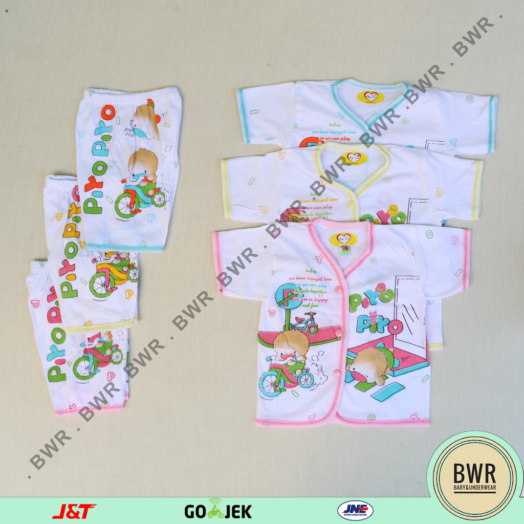 [ 3 setel ] Setelan Ikyu Love PENDEK MOTIF | Baju Bayi + Celana Pendek Kado Lahiran Hampers - Bwr IX