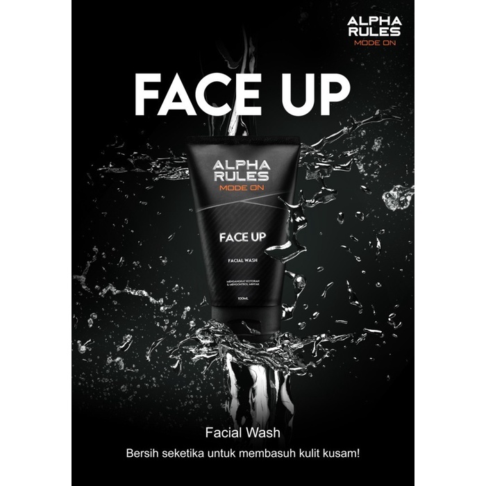 ALPHA RULES Face Up Facial Wash Sabun Cuci Muka Original 100ml