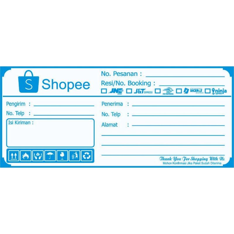 

Label Pengiriman Shopee Online Shop Isi 100 Lembar