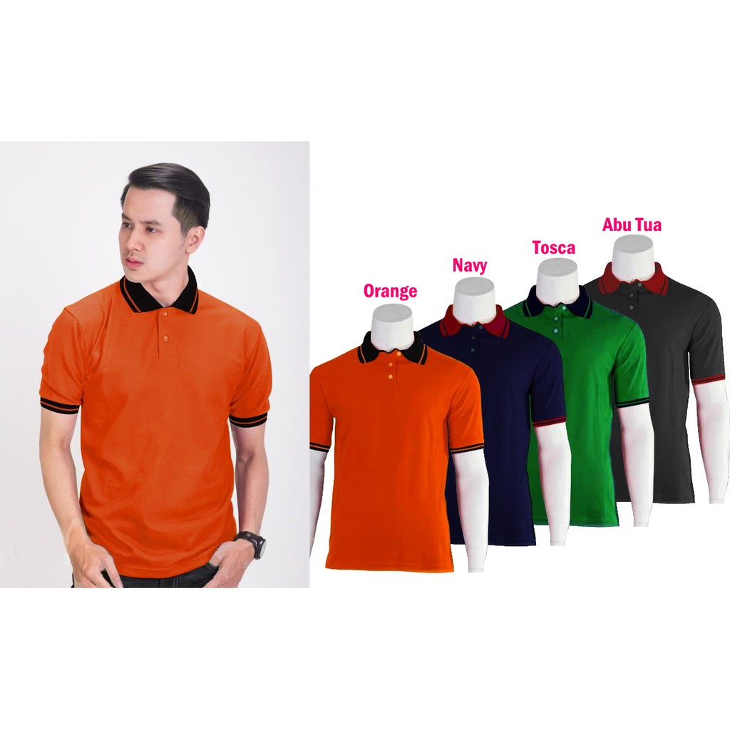 KAOS POLO PRIA KERAH WANGKI KOMBINASI LAKOS POLOS