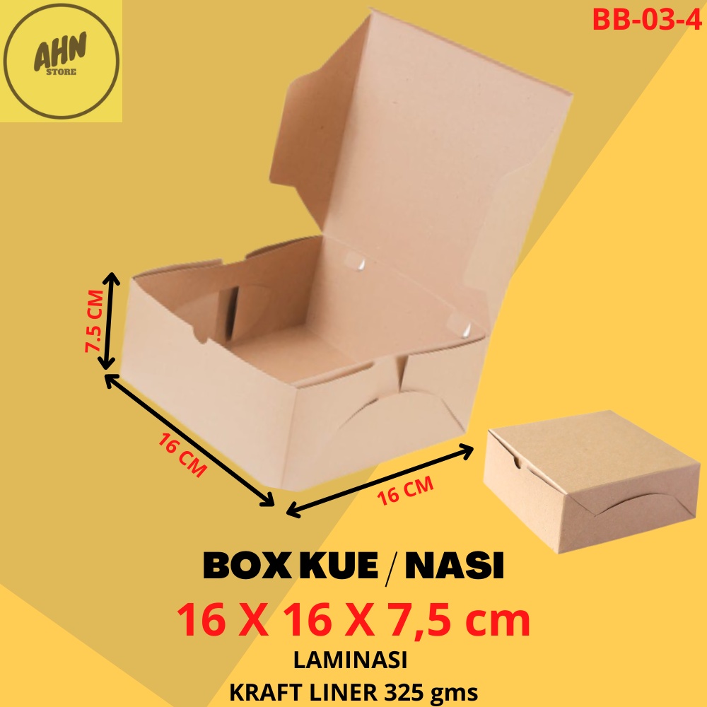 

KOTAK DUS MAKANAN KUE KATERING / KARDUS BOX NASI SNACK KUE CATERING UKURAN 16x16x7,5 CM LAMINASI