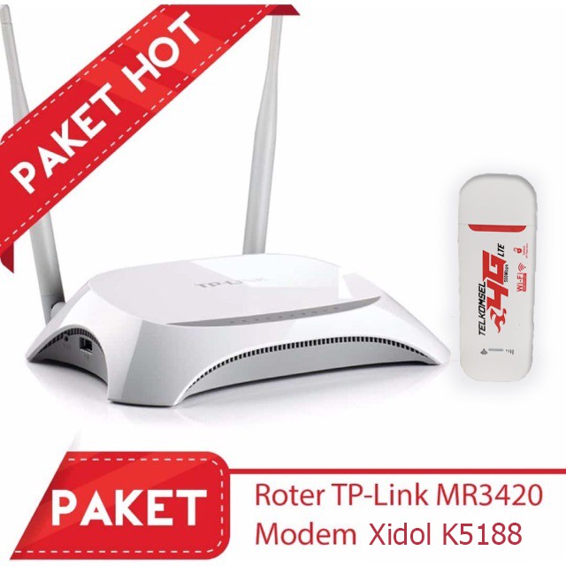 [ PAKET MURAH ROUTER ] TP-LINK TL-MR3420 2 antena + MODEM TELKOMSEL 4G WINGLE