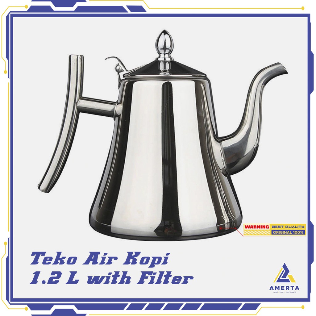 Teko Air Teh Kopi Water Kettle Teapot 1.2L with Filter Hokerbat