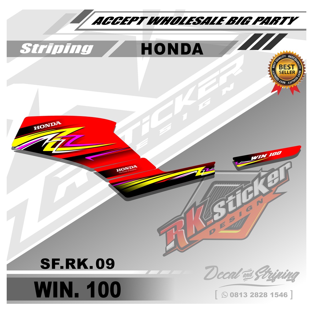 Stiker Motor WIN 100 Sticker Striping Variasi Motor WIN 100 Desain Racing Rk-09