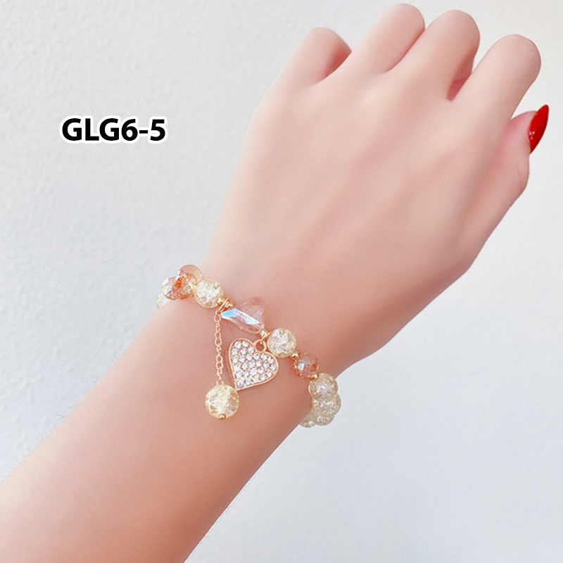 Gelang Wanita Korea Model Manik Batu Kristal Fashion Anak Perempuan Lucu Aksesoris Gelang Tari Import GLG6-GLG6-5
