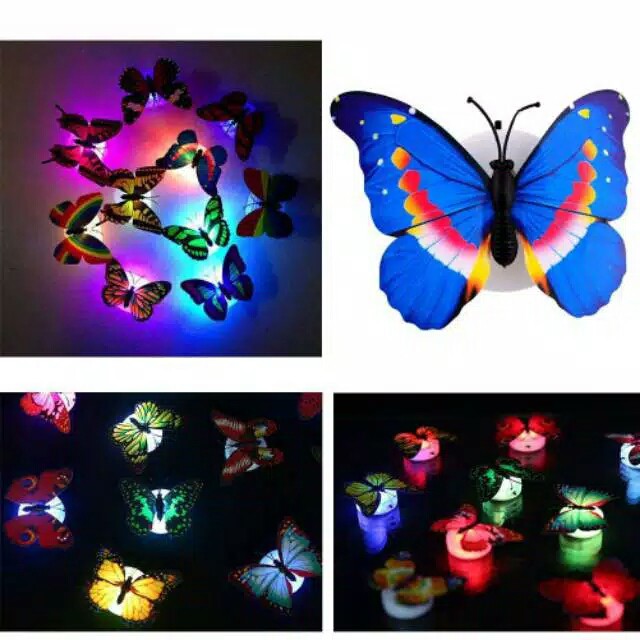 Lampu LED Kupu Kupu hiasan dinding bisa ditempelkan dimana saja. Tumblr Light Butterfly On Wall